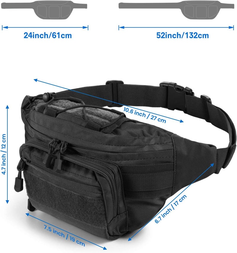SOWHUP Tactical Fanny Pack,Military Waist Bag Pack with U.S Patch Utility Hip Belt Bumbag for Outdoor Fishing Hiking (Black c(4 Zipper Pockets)) - Image 2